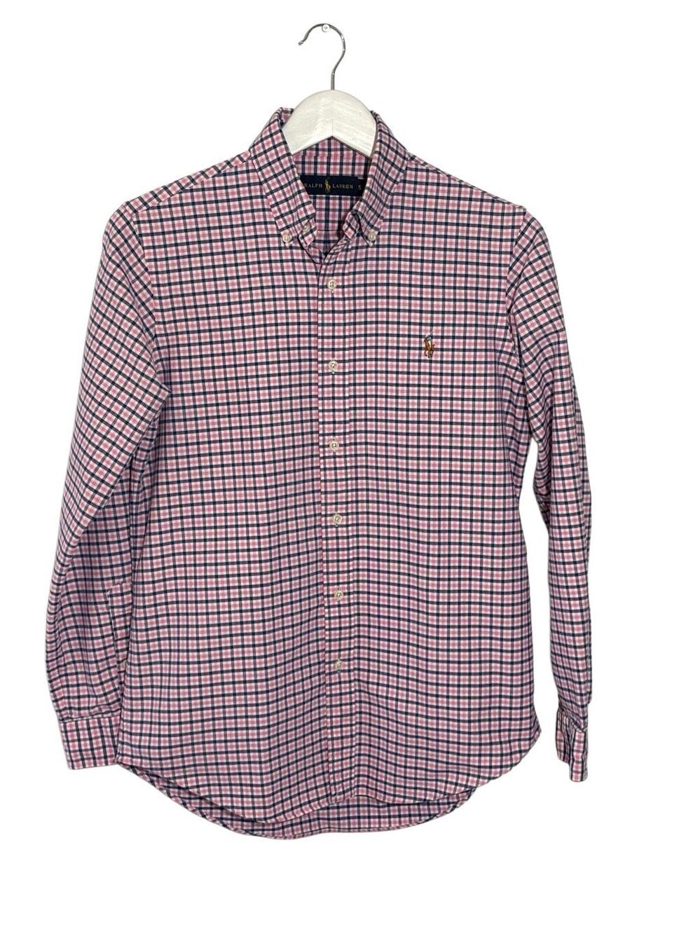 Polo Ralph Lauren pink and navy blue plaid button down shirt - S